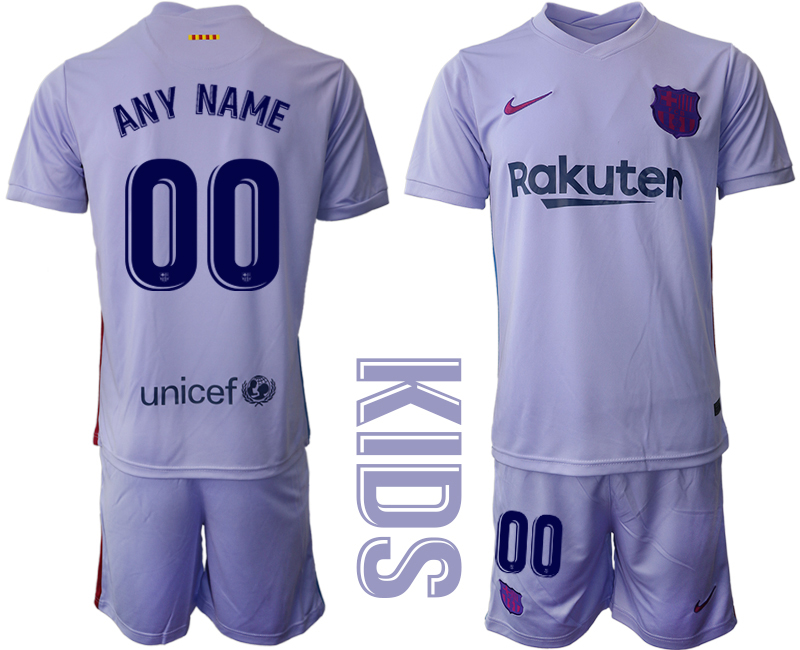 Youth 2021-2022 Club Barcelona away purple customized Soccer Jersey->customized soccer jersey->Custom Jersey